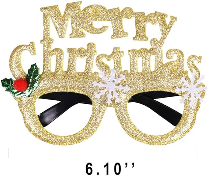 Max Fun 12Pcs Christmas Glasses Glitter Holiday Party Glasses Frames Christmas Decoration Accessories Costume Eyeglasses for Christmas Parties Holiday Favors (One Size Fits All)