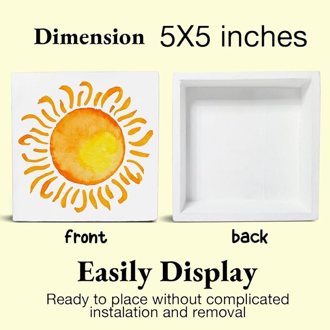 Sun Sign Decor Sun Sunshine Wood Block Sign Home Desk Table Shelf Summer Decoration