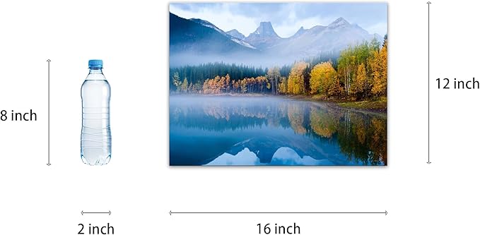 SKASNFAI Lake Canvas Wall Art National Park Forest Mountains Painting Artwork Nature Prints Poster Framed for Living Room Bedroom (12x16 inch)
