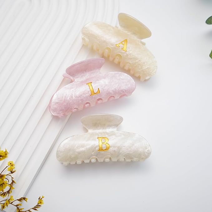 Fohuo Christmas Stocking Stuffers for Women - White Cute Hair Claw Clips for Teenage Girls Gifts, Stocking Stuffers for Women Teens Daughter Sister Granddaughter, Christmas Birthday Gifts - Letter A