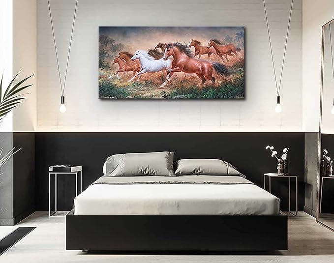 Yxbhhym-Large Size Running Horse Wall Art Pictures Animal Canvas Print Art Horse Paintings Poster Artwork for Wall Décor Office Accessories Modern Living Room Bedroom Wall Decor Frame Decoration