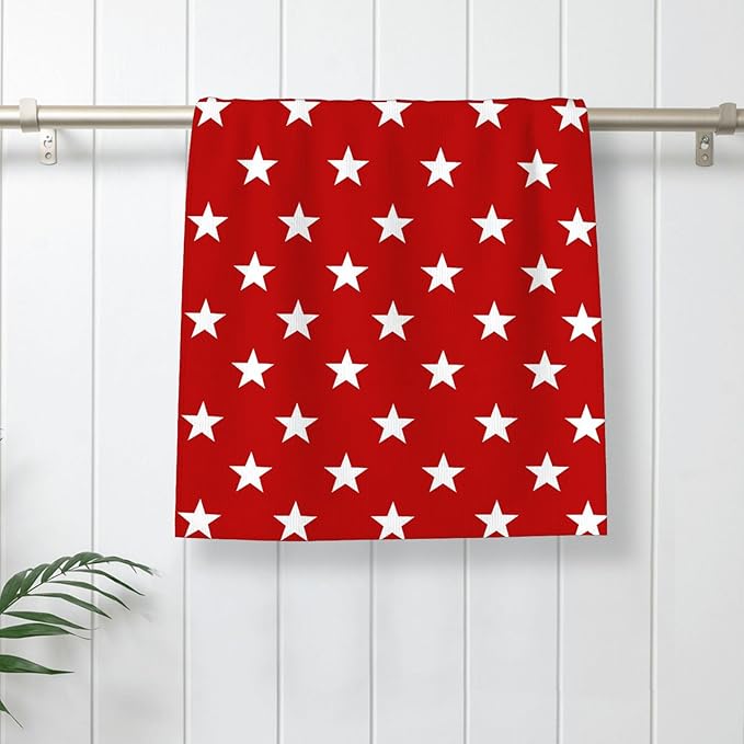 4th of July Kitchen Towels 16x24 Inch Navy Blue Red Patriotic Stars Decor Dish Towels American Independence Day Decoration Hand Towels Absorbent Dish Cloths for Home Kitchen Dining Set of 2