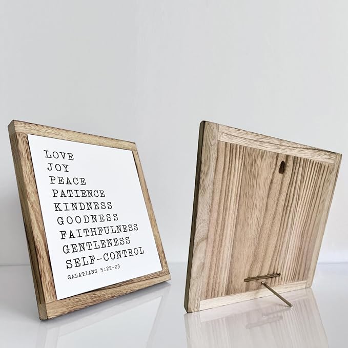 Scripture Sign, Love Joy Peace Sign, Wooden Plaques Box Signs, Inspirational Wood Sign, Motivational Desk Decor, Home Decor Accent, Bedroom Decor, Galatians 5:22-23 Sign, Christian Gift