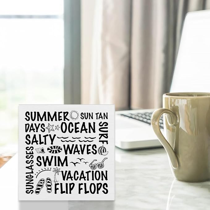 Summer Sign Decor Summer Wood Block Sign Home Beach House Desk Table Shelf Decoration