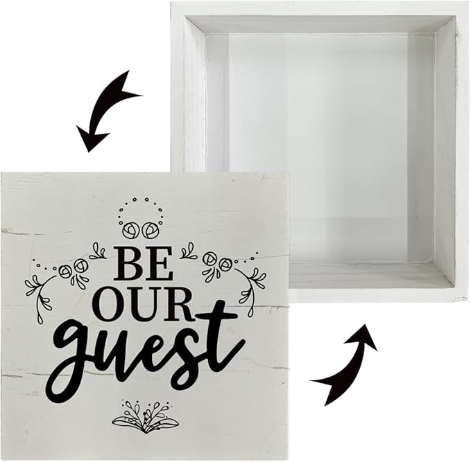Be Our Guest Sign, Welcome Home Decor, Guest Bedroom Decor, Box Sign Tabletop Decor, White Wooden Box Sign, Housewarming Decor, Front Door Decor, Desk Decor Art, Farmhouse Decor for Bathroom