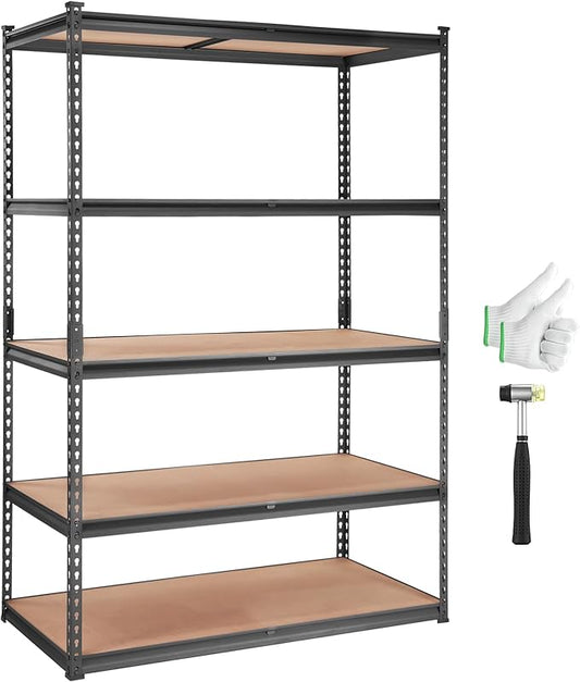 VEVOR Storage Shelving Unit, 5-Tier Adjustable Storage Shelves, 48" L x 24" W x 72" H Heavy Duty Garage Storage Shelves, Metal Shelves for Kitchen Pantry Basement Bathroom Laundry