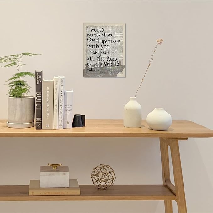 Lord of the Rings Gifts: Framed 'I Would Rather Share One Lifetime - Arwen' Poster, 8x10 inch Canvas Wall Art for LOTR Birthday Decor