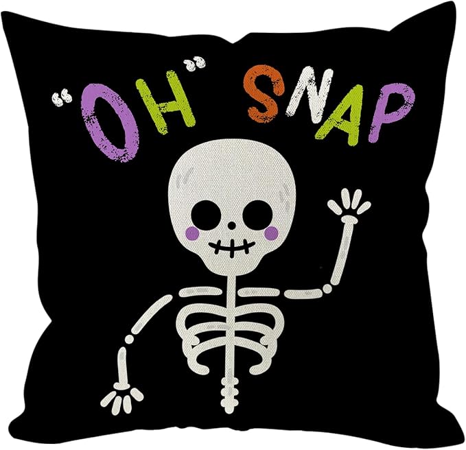 Halloween Pillow Covers 18x18 inch Set of 4, Linen Outdoor Farmhouse Cute Ghost Vintage Skull Trick or Treat Party Supplies Decorations for Sofa Couch