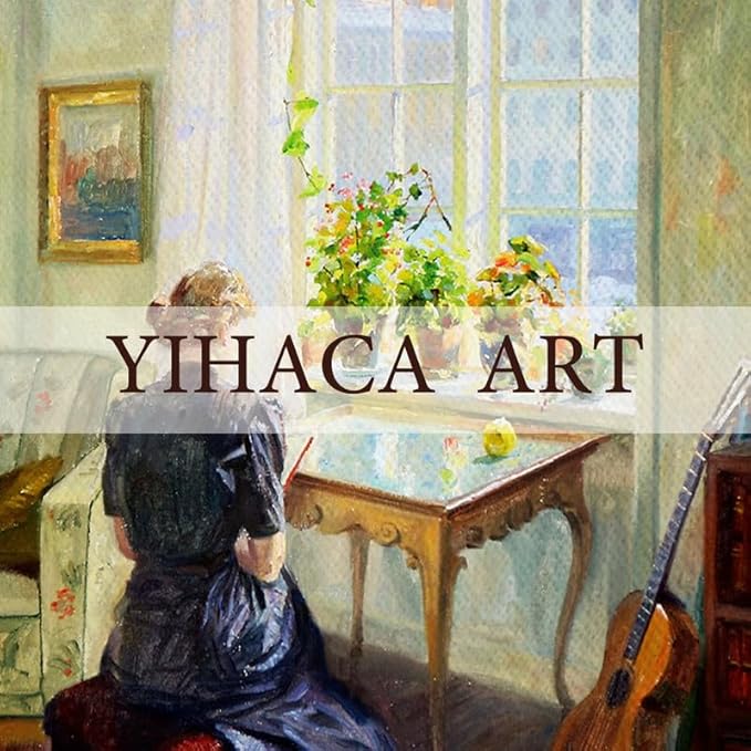 Yihaca Vintage Women Wall Art, a Woman Reading at a Window Paintings Decor Aesthetic,Vintage Brown Framed Canvas Print Artwork, Retro Portrait Wall Pictures for Bedroom Living Room,12x16inch
