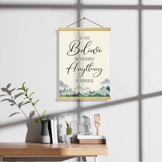 Inspirational Canvas Poster, Positive Affirmations, Canvas Poster Wood Hanger, Positive Home Decor, Motivational Office Wall Decor, Classroom Decors, Positives Mindset Canvass Banner