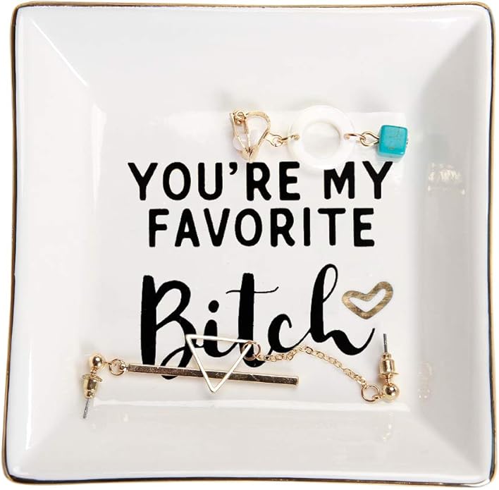 HOME SMILE Ceramic Ring Dish Jewelry Tray for Mom Sister Friends