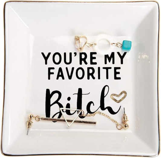 HOME SMILE Ceramic Ring Dish Jewelry Tray for Mom Sister Friends