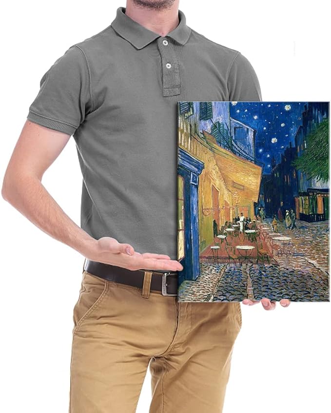 Wieco Art Cafe Terrace at Night Modern Stretched and Framed Giclee Canvas Prints Van Gogh Oil Paintings Reproduction Cityscape Picture on Canvas Wall Art Ready to Hang for Bedroom Home Decor