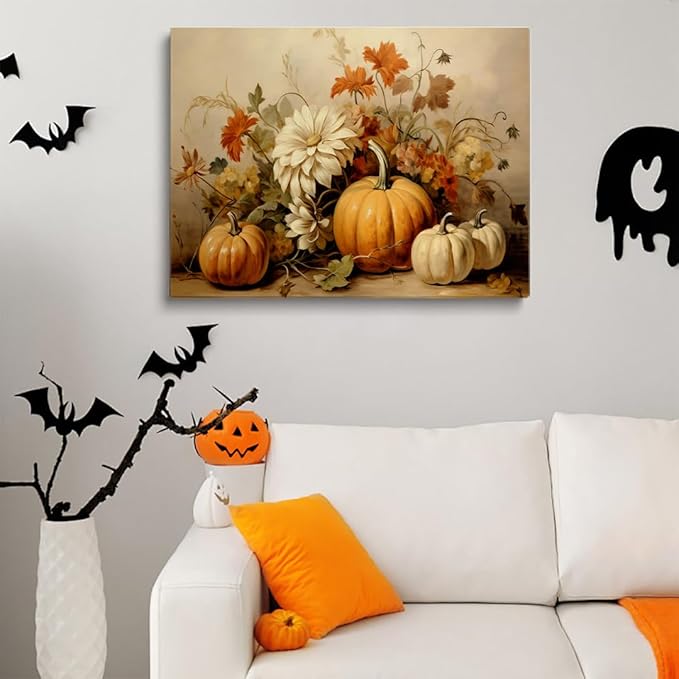 Framed Fall Wall Decor Thanksgiving Rustic Fall Art Vintage Autumn Wall Print Halloween Autumn Decor Rustic room aesthetic decoration 12x16"framed