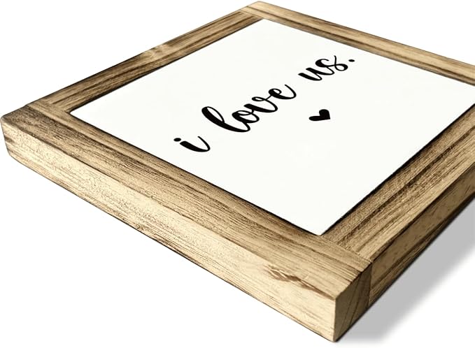 Home Decor Signs, Love Quote Wood Signs, Family Room Decor, Decorative Wooden Box Sign, Living Room Decoration for Shelf, Housewarming Gift, I Love Us Sign, 5.9×5.9 inches