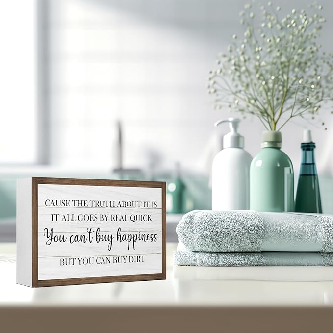 Buy Dirt Bible Verse Wooden Box Sign Decor,10.3 * 6 Inches,Funny Rustic Religious Sign for Christian Home Dining Room Kitchen Counter Tabletop Wall Decor