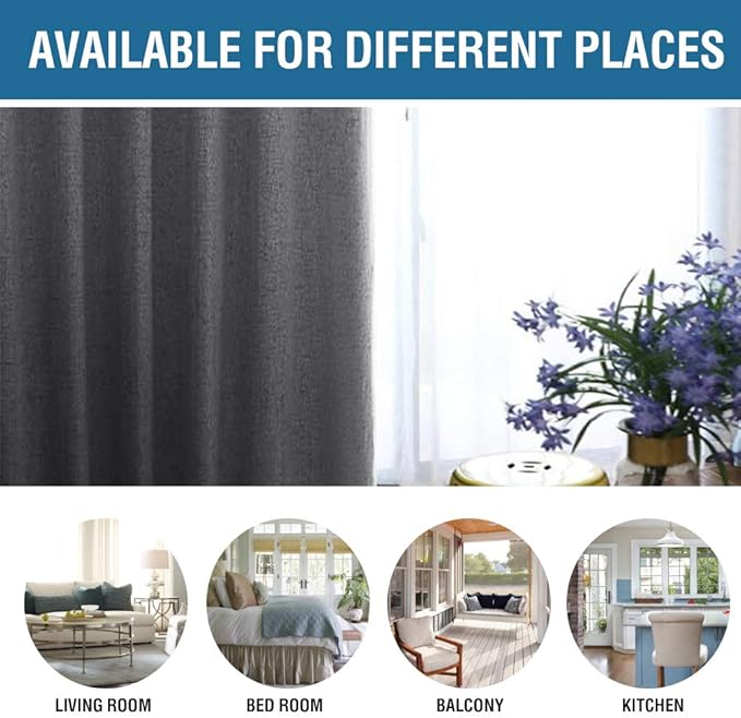 H.VERSAILTEX 100% Blackout Curtains for Bedroom 84 Inches Long Grommet Linen Face Full Light Blocking Curtain Drapes for Living Room Thermal Linen Look Curtains 2 Panels Set, 52" W x 84" L, Grey
