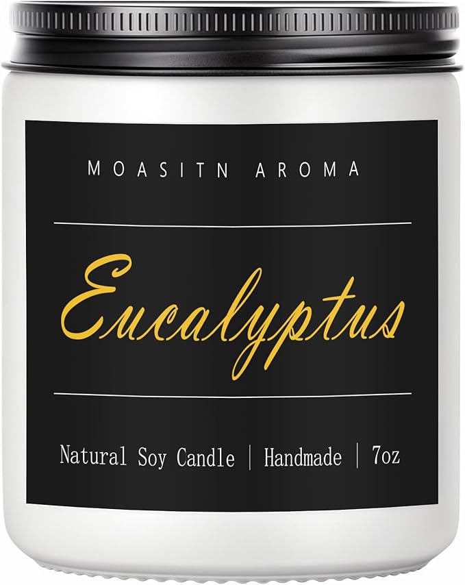 MOASITN Eucalyptus Natraul Soy Candle| Clove,Eucalyptus,Ambergris Highly Scented Candles for Home| Clean Burn Longlasting Aromatheraphy Candel| Women,Men Gift for Relaxing,Housewarming,Birthday|7oz