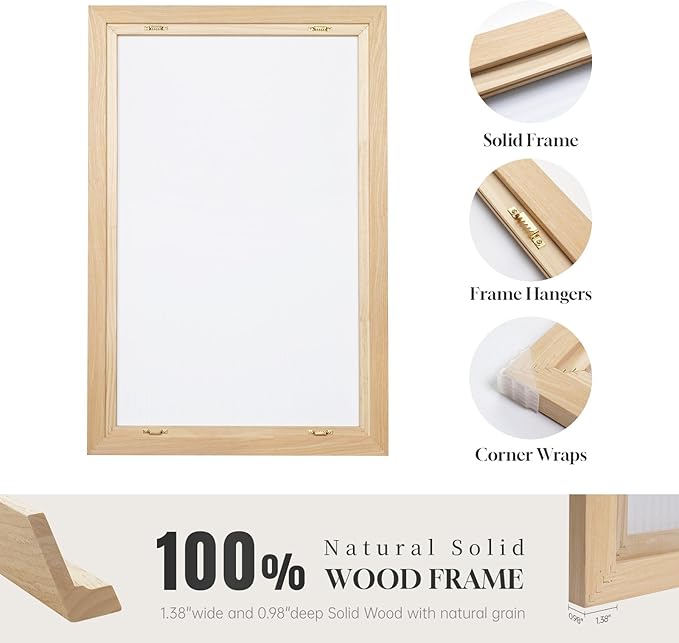 Framed Neutral Abstract Wall Art for Bedroom, 2 Piece Beige and Navy Blue Modern Minimalist Canvas Prints Paintings Artwork for Walls, Colorful Pictures for Living Room Dining Room Wall Decor 16x24 In