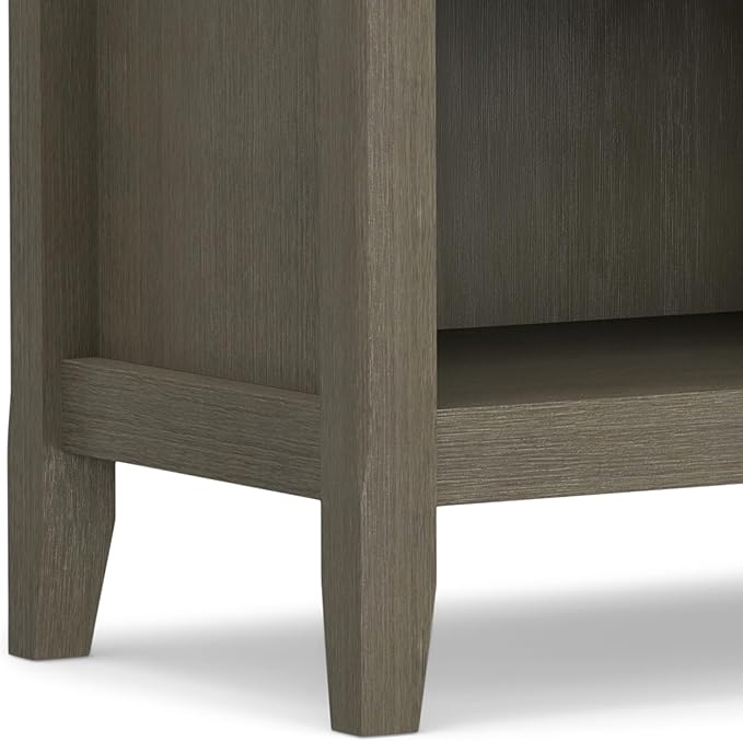 SIMPLIHOME Amherst SOLID WOOD 24 Inch Wide Traditional Bedside Nightstand Table in Farmhouse Grey, For the Living Room and Bedroom