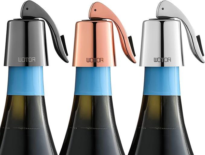 Wine Stoppers Stainless Steel Wine Bottle stopper Plug with Silicone Reusable Wine Saver Leak proof Keep Fresh Triple Color 3 pack
