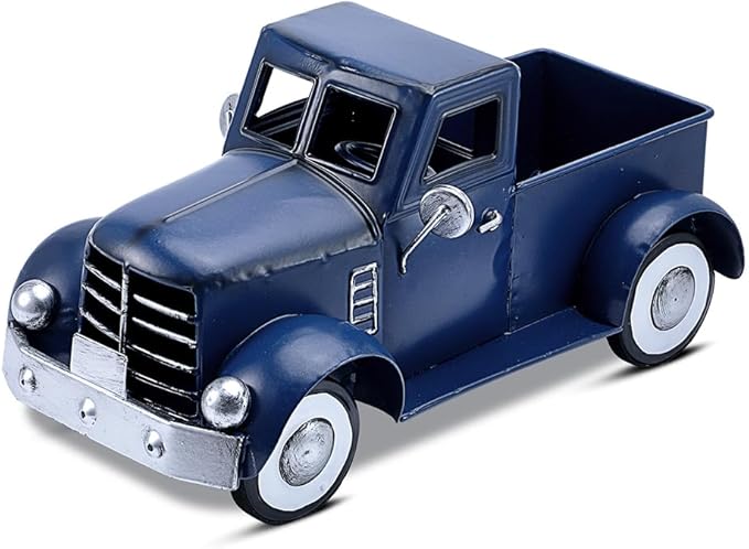 Farmhouse Blue Truck Tabletop Decor, Vintage Car Trucks Decorations for Indoor and Outdoor, Farm Pick-up Shelf Decors, Decorative Desktop Storage