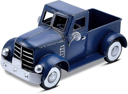 Farmhouse Blue Truck Tabletop Decor, Vintage Car Trucks Decorations for Indoor and Outdoor, Farm Pick-up Shelf Decors, Decorative Desktop Storage