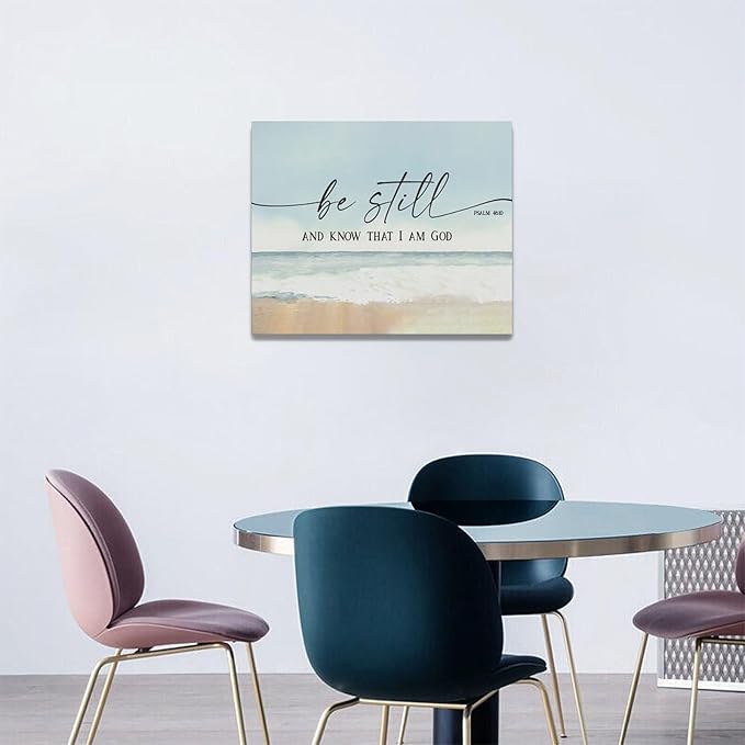 Large Christian Wall Art Be Still and Know That I Am God Pictures Wall Decor Bible Verse Psalm Canvas Painting Print Modern Home Decor Artworks Framed for Living Room Bathroom Master Bedroom 20"x16"