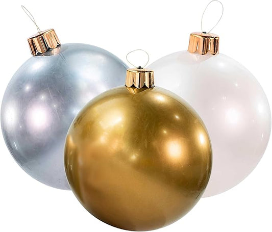 Inflatable Holiday Ornament – Ultimate Indoor/Outdoor Decoration – Reusable and Storage Friendly – for Weddings, Parties, Events, Team Colors – 8" Mini Trio Bundle Set – Metallic