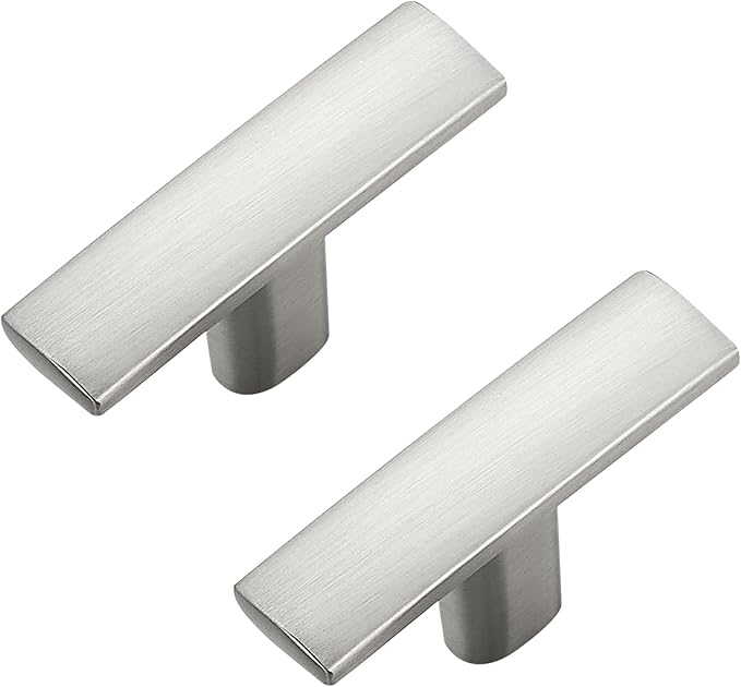 10 Pack Silver Cabinet Knobs - Curved Cabinet Pulls Brushed Nickel Knobs for Kitchen Cabinet Drawer Solid Dresser Knobs for Cabinet Hardware 1-3/4in Length Single Hole