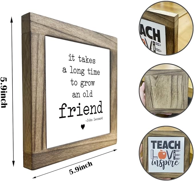 Desk Decor Gifts, Box Wood Plaques Desk Décor, Decorative Wooden Table Sign, Meaningful Friendship Sign, Old Friends Gifts, Bestie Gift, It Takes A Long Time to Grow An Old Friend Sign