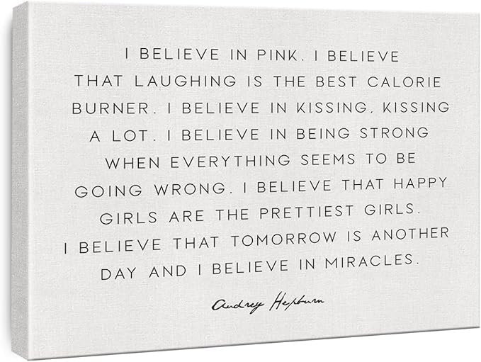 Inspirational Canvas Wall Art I Believe in Pink Motivational Quotes Canvas Print Framed Painting Artwork Home Office Wall Decor 15x11.5 Inches