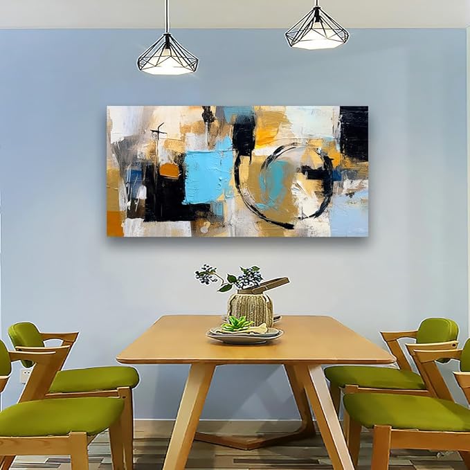 Abstract Wall Art for Living Room Bedroom Boho Wall Decor Large Black Blue Yellow Pictures Canvas Wall Art Prints Office Farmhouse Oil Paintings Modern Artwork Waterproof Ready to Hang - 20in * 40inch