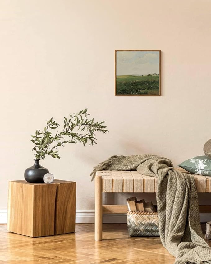 InSimSea Square Framed Canvas Wall Art, Farmhouse Vintage Grassland Painting Prints, Scenic Artwork for Living Room, Bedroom, Bathroom Decor, 10"x10"