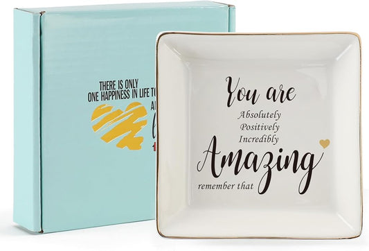 HOME SMILE Ceramic Ring Dish Jewelry Tray for Mom Sister Friends