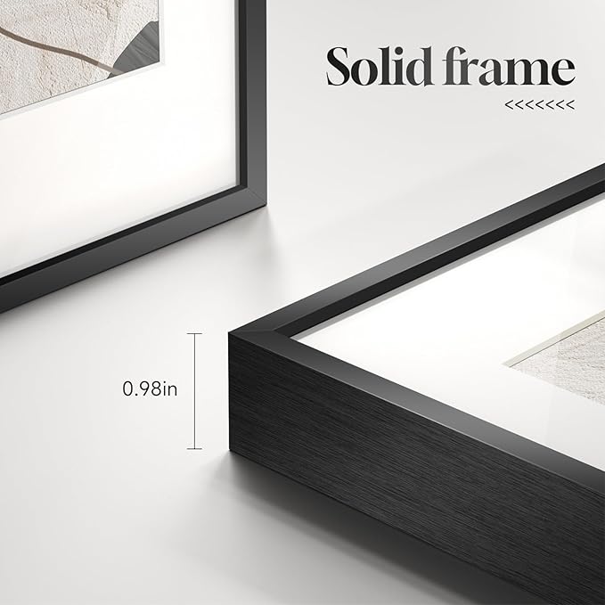 Framed Black and White Abstract Wall Art for Living Room, 4 Piece Modern Art Prints Paintings Artwork for Walls, Minimalist Abstract Pictures for Hallway Dining Room Bedroom Office Wall Decor