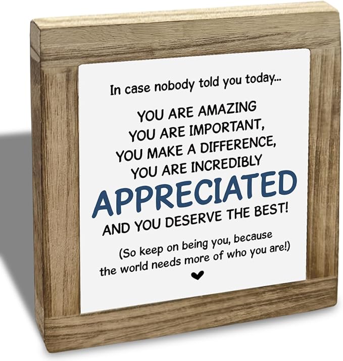 Affirmations Sign, Inspirational Decor for Cubicle Office Workplace, Motivational Desktop Sign - You are Incredibly Appreciated, Gift for Teens Coworkers Friends 5.9x5.9x0.7inch Home 08