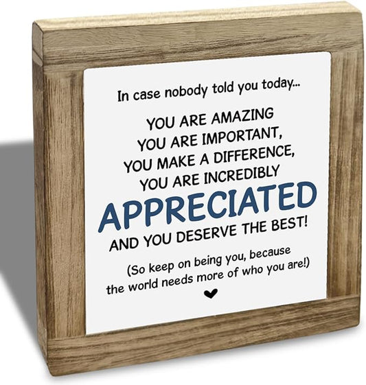 Affirmations Sign, Inspirational Decor for Cubicle Office Workplace, Motivational Desktop Sign - You are Incredibly Appreciated, Gift for Teens Coworkers Friends 5.9x5.9x0.7inch Home 08