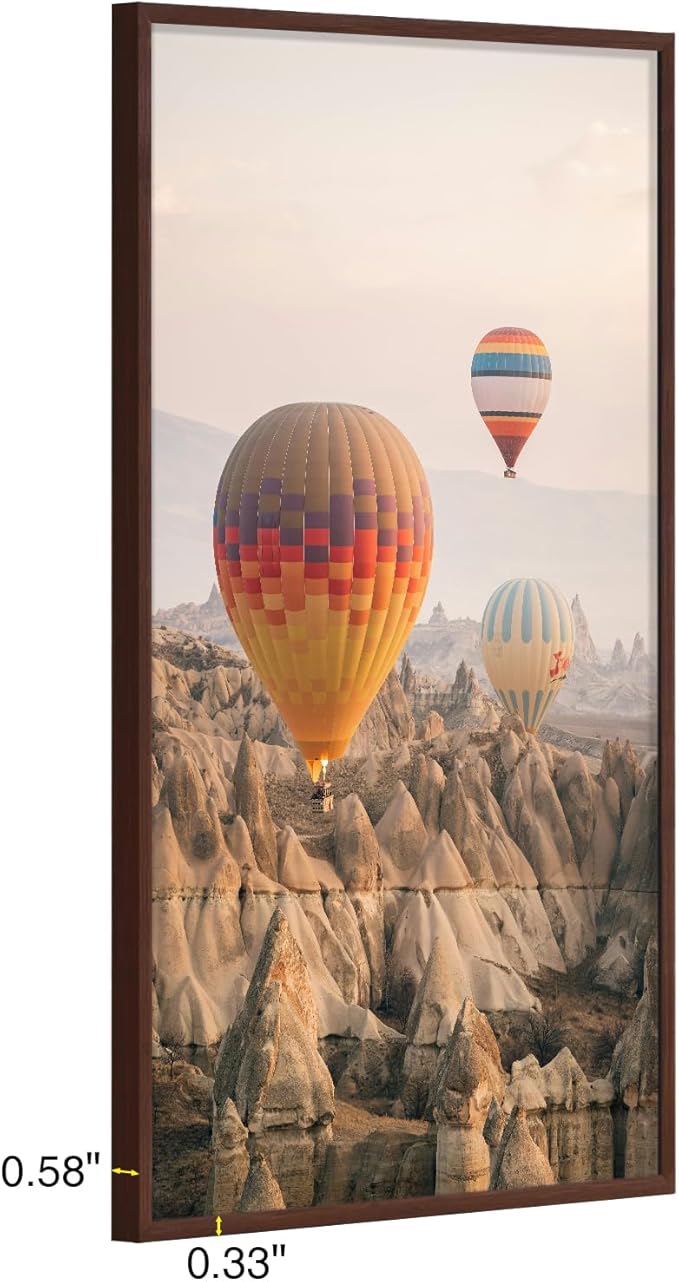 Vittanly 11x17 Picture Frame for Wall, Plexiglass, Displays Poster 8x12 with Mat or 11x17 without Mat, PVC Frame Material, Horizontal or Vertical Hanging, 1 Pack, Brown