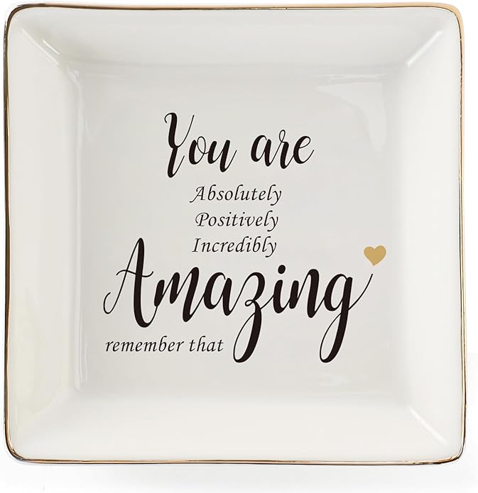 HOME SMILE Ceramic Ring Dish Jewelry Tray for Mom Sister Friends