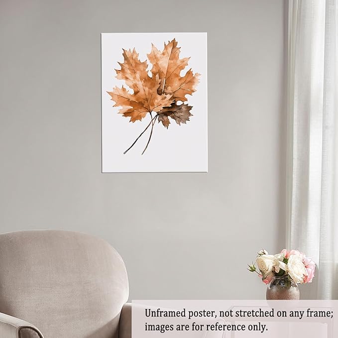 Maple Leaves Canvas Print Posters Watercolor Autumn Leaf Wall Art Poster Fall Rustic Autumn Art Halloween Wall Art Fall Home Decor 12x16 Unframed