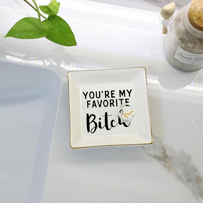 HOME SMILE Ceramic Ring Dish Jewelry Tray for Mom Sister Friends