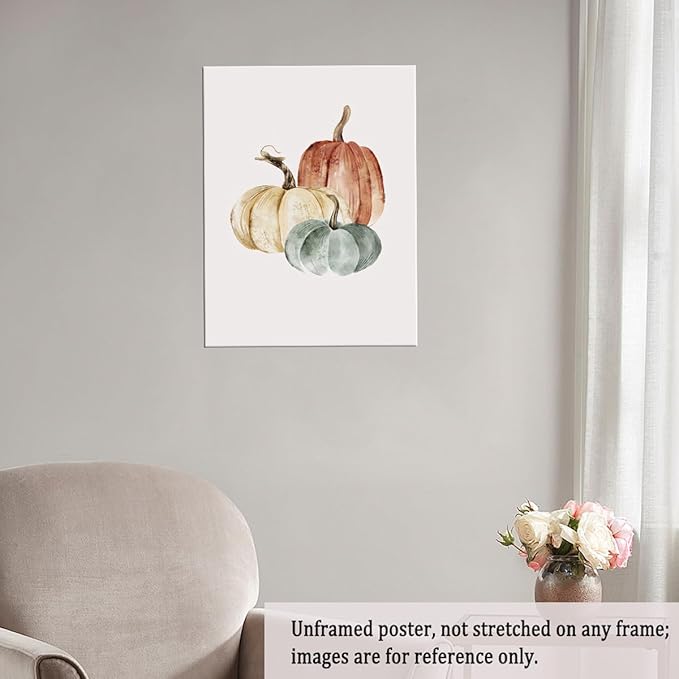 PumpkinWall Art pumpkin Canvas prints posters Rustic fall print Pumpkin Watercolour painting Fall decor Fall wall decor 11x14 Unframed