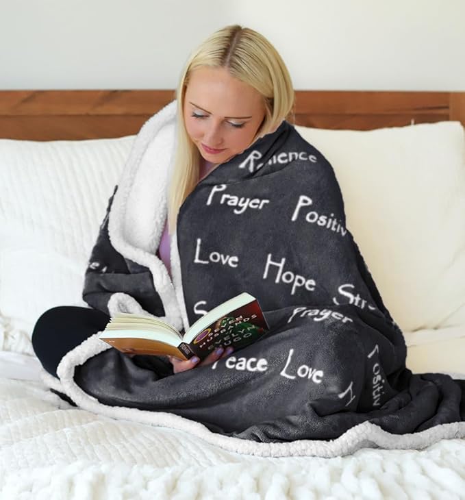 WOLF CREEK BLANKET - Compassion Blanket (Brand)- Strength Courage Super Soft Warm Hugs, Get Well Gift Blanket Plush Healing Thoughts Positive Energy Love & Hope (Charcoal, 50 x 65 Sherpa)