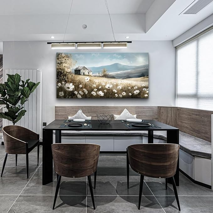 Wapluam Large Canvas Wall Decor For Living Room Wall Art For Bedroom Office Decorations Field Scenery Watercolour Wall Paintings Stretched And Framed Wall Pictures Artwork Home Decor Ready To Hang