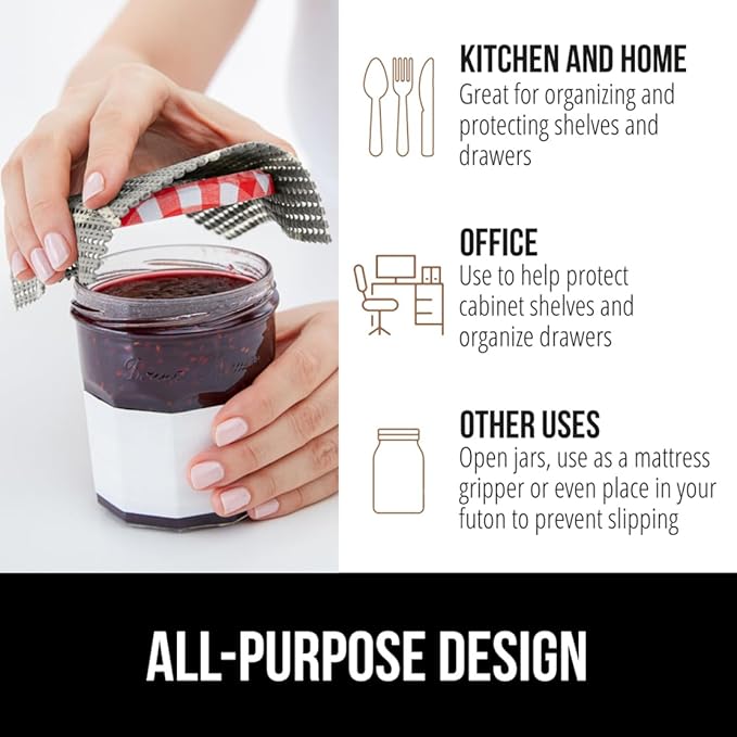 GORILLA GRIP powerGRIP Drawer Shelf and Cabinet Liner, Thick Strong Hold, Non-Adhesive Liners Protect Kitchen Cabinets and Cupboard, Bathroom Drawers, Easy Install, Breathable Mat, 17.5" x20', Gray