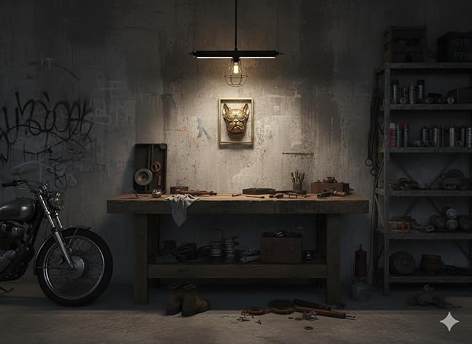 Animal Heads Wall Decor (Includes Metal Frame) Resin Animals Sculptures Head Wall Hanging Decoration Gold vintage Wall Sculpture for Living Room Bedroom Office(Cigar dog)