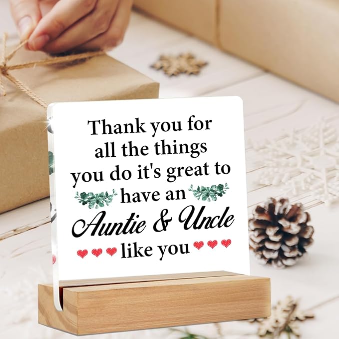 Best Aunt and Uncle Gifts - Gift for Aunt and Uncle - Thank You Gifts for Aunt and Uncle Clear Desk Sign Decor Home Bedroom Desk Decor (4 x 4 Inches)