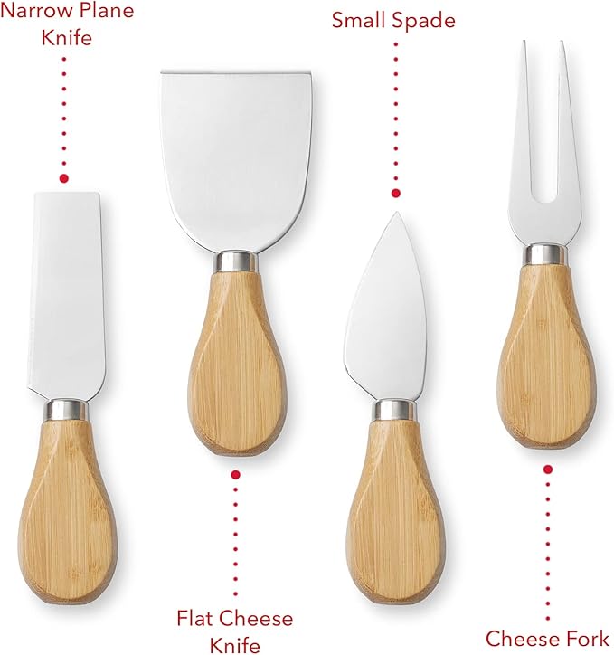 Casafield Bamboo Cheese Board and Knife Gift Set, Wooden Charcuterie Board Meat and Cheese Platter for Entertaining, Housewarming, Birthday, Wedding