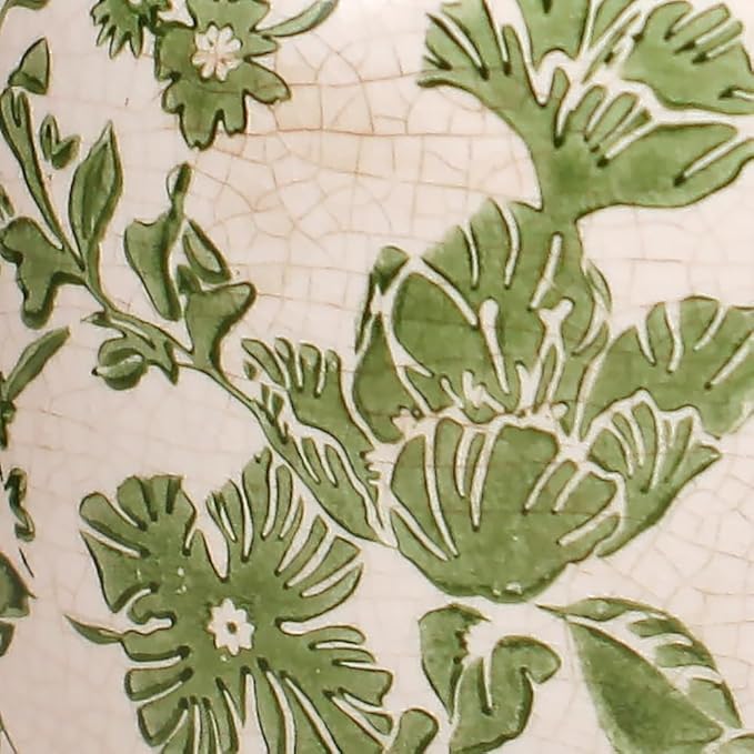 Plant Pots, Ceramic Planters for Indoor/Outdoor Plants, 6.29'' Flower Pots for Indoor Plants with Drainage, Vase & Planters, Vintage Indoor Plant Pots, Home & Fall Decor, Classic Green